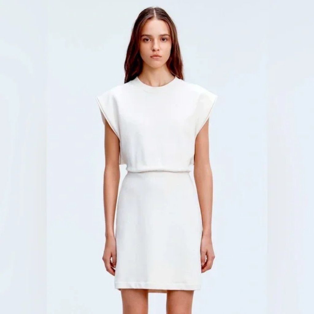 New T By Alexander Wang French Terry Exaggerated Shoulder Cutout Sweater Dress